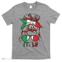 Italy Flag Messy Bun Italian T-Shirt thumb 0