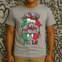 Italy Flag Messy Bun Italian T-Shirt thumb 3