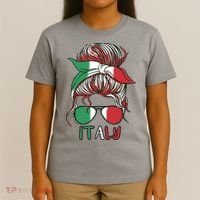 Italy Flag Messy Bun Italian T-Shirt thumb 4