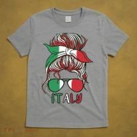 Italy Flag Messy Bun Italian T-Shirt thumb 5