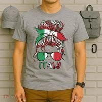 Italy Flag Messy Bun Italian T-Shirt thumb 6