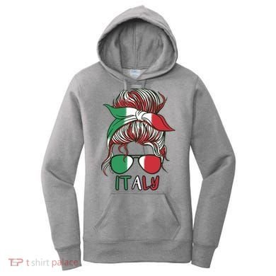 Italy Flag Messy Bun Italian Women's Hoodie