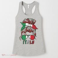 Italy Flag Messy Bun Italian Women's Tank Top thumb 0