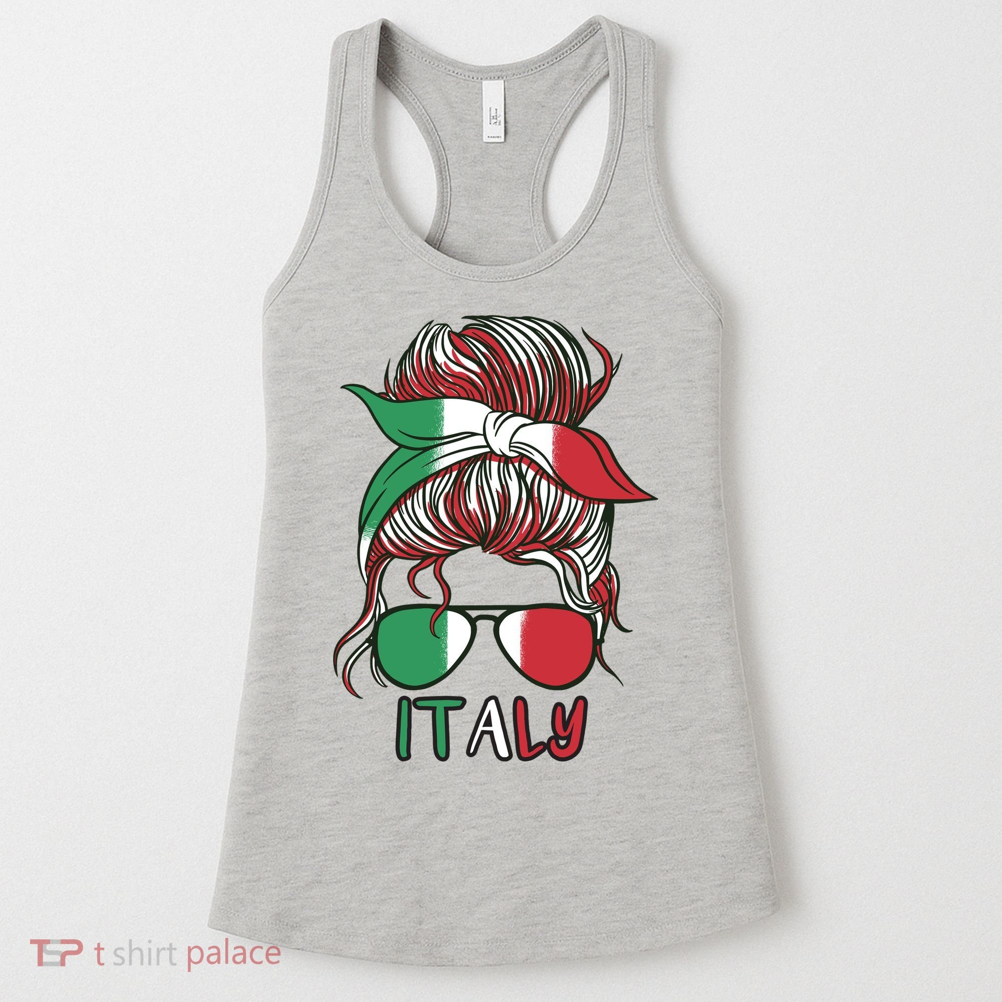 Italy Flag Messy Bun Italian Women's Tank Top