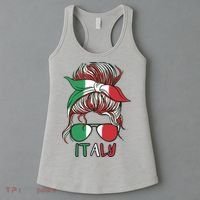 Italy Flag Messy Bun Italian Women's Tank Top thumb 3