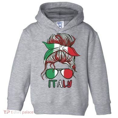 Italy Flag Messy Bun Italian Toddler Hoodie