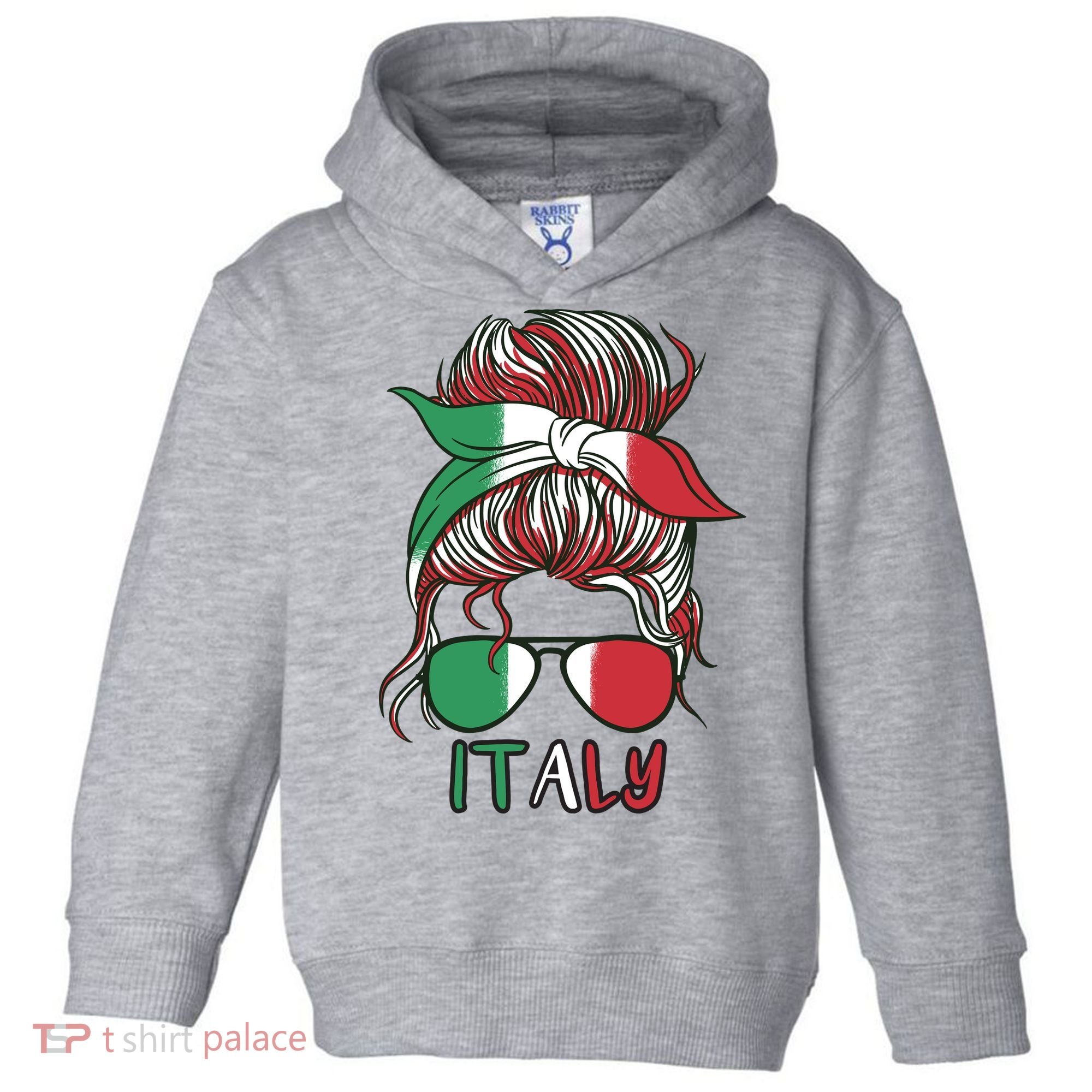 Italy Flag Messy Bun Italian Toddler Hoodie