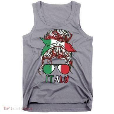 Italy Flag Messy Bun Italian Tank Top