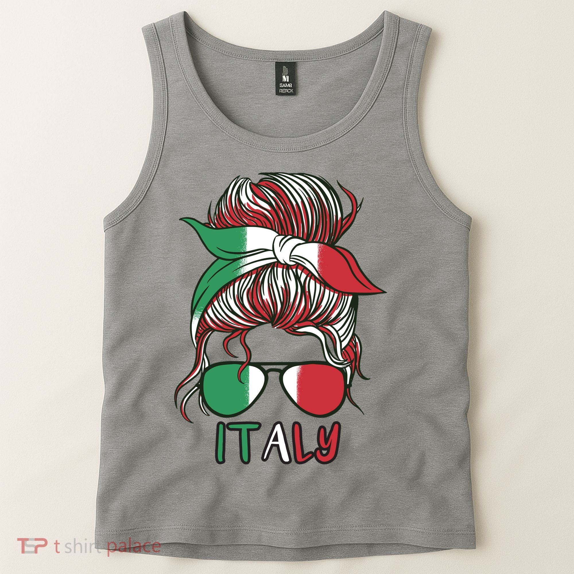 Italy Flag Messy Bun Italian Tank Top