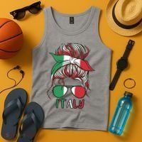 Italy Flag Messy Bun Italian Tank Top thumb 4