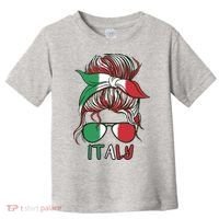 Italy Flag Messy Bun Italian Toddler T-Shirt thumb 0