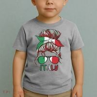 Italy Flag Messy Bun Italian Toddler T-Shirt thumb 2