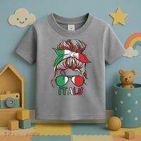 Italy Flag Messy Bun Italian Toddler T-Shirt thumb 3