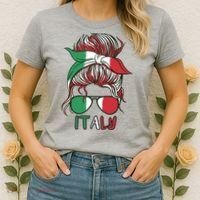 Italy Flag Messy Bun Italian Women's T-Shirt thumb 2