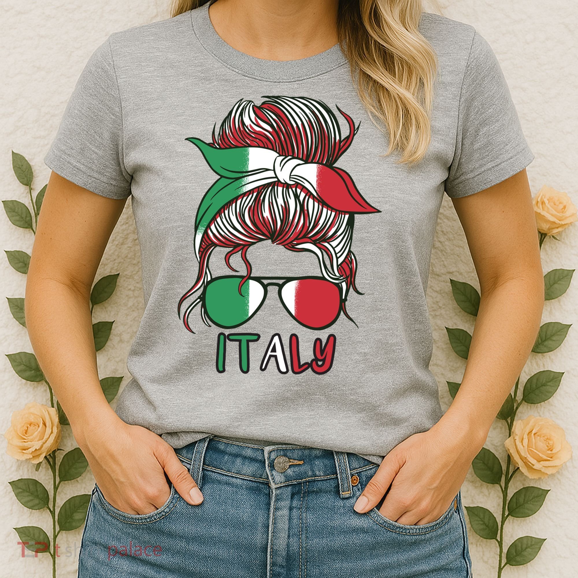 Italy Flag Messy Bun Italian Women's T-Shirt