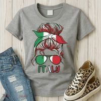 Italy Flag Messy Bun Italian Women's T-Shirt thumb 3
