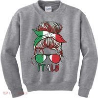 Italy Flag Messy Bun Italian Kids Sweatshirt thumb 0