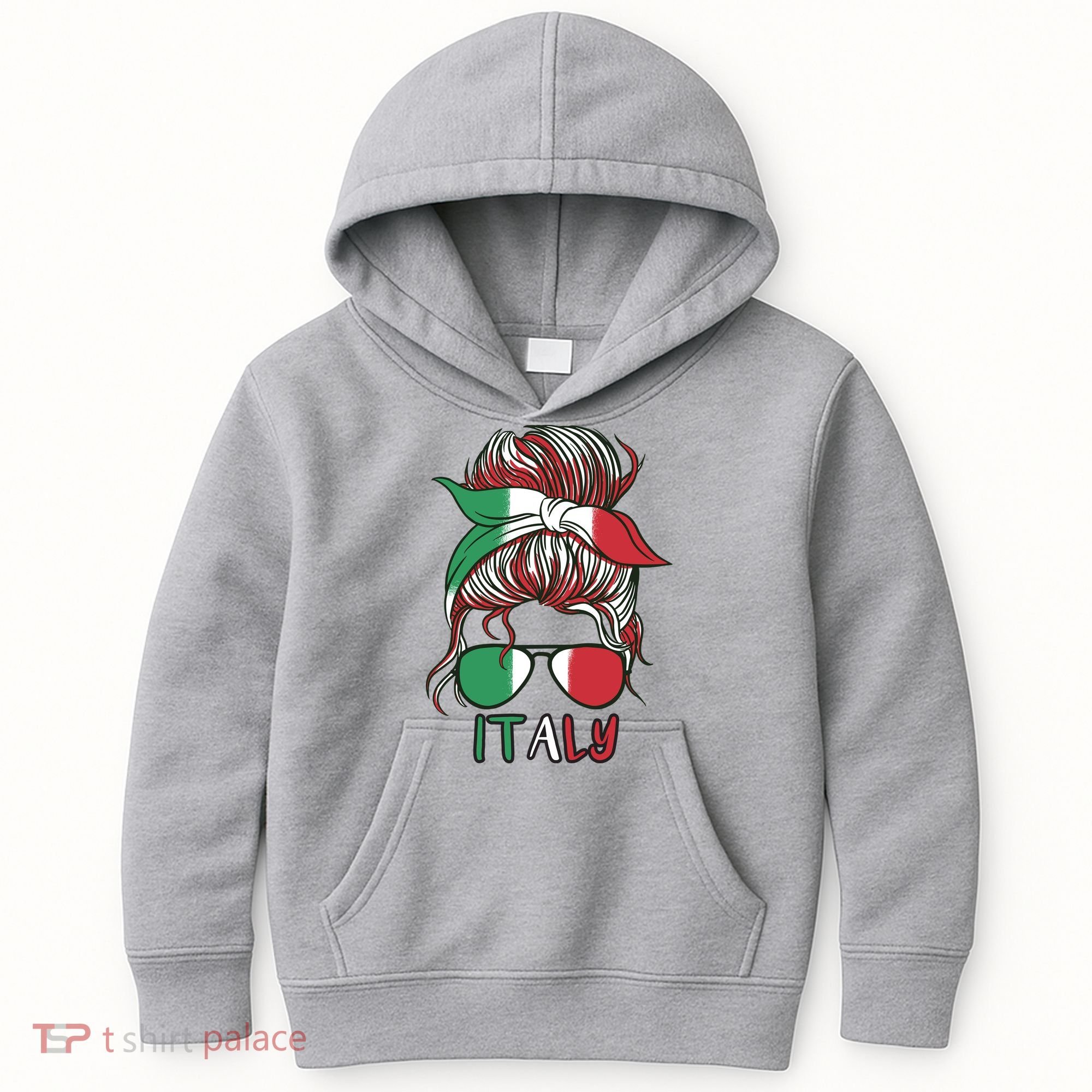 Italy Flag Messy Bun Italian Kids Hoodie