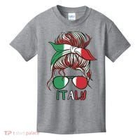 Italy Flag Messy Bun Italian Kids T-Shirt thumb 0