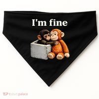 I'm Fine Monkey Punch Funny USA-Made Doggie Bandana thumb 0