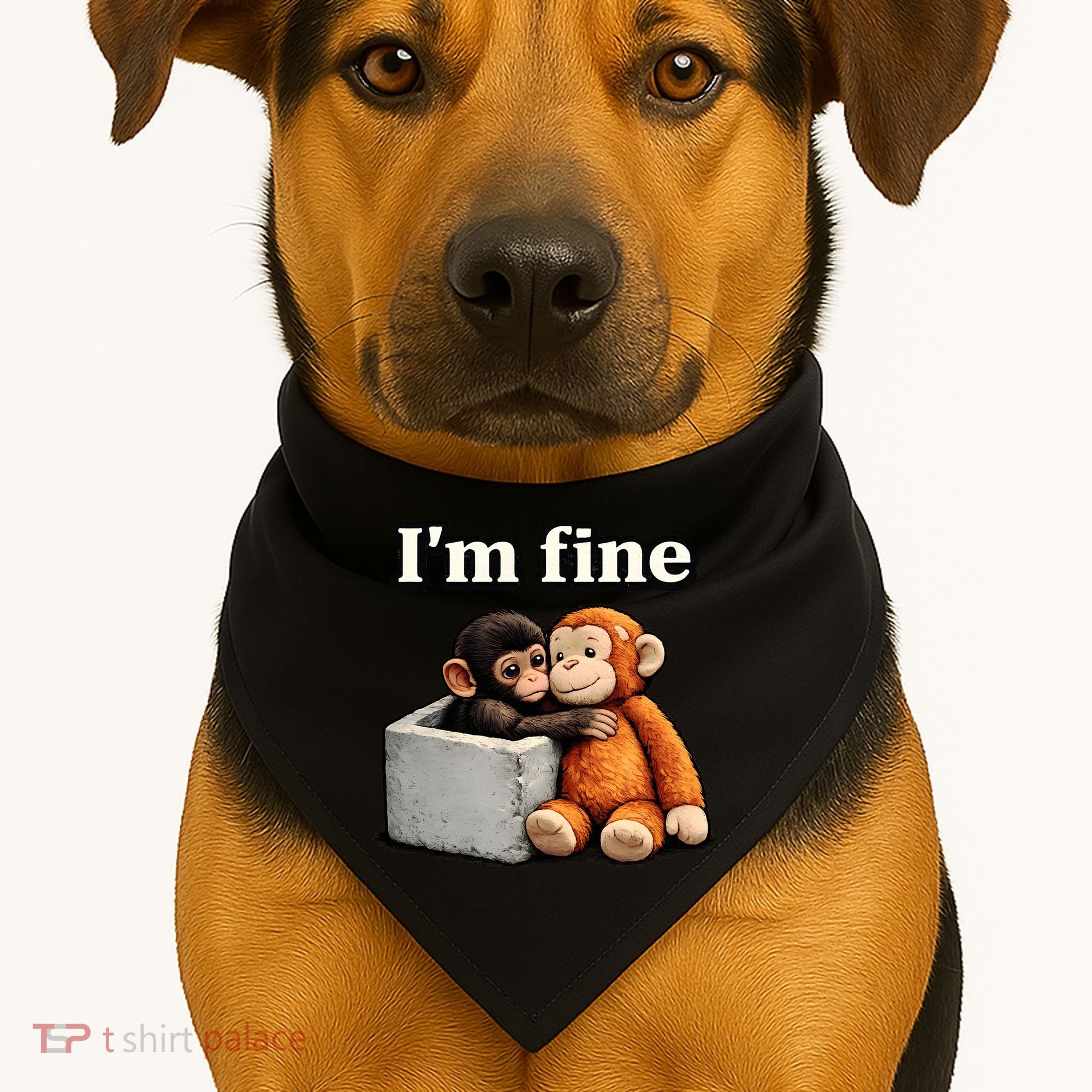 I'm Fine Monkey Punch Funny USA-Made Doggie Bandana