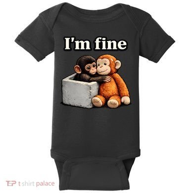 I'm Fine Monkey Punch Funny Baby Bodysuit