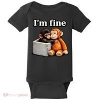 I'm Fine Monkey Punch Funny Baby Bodysuit thumb 0