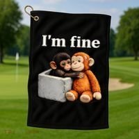 I'm Fine Monkey Punch Funny Golf Towel thumb 1
