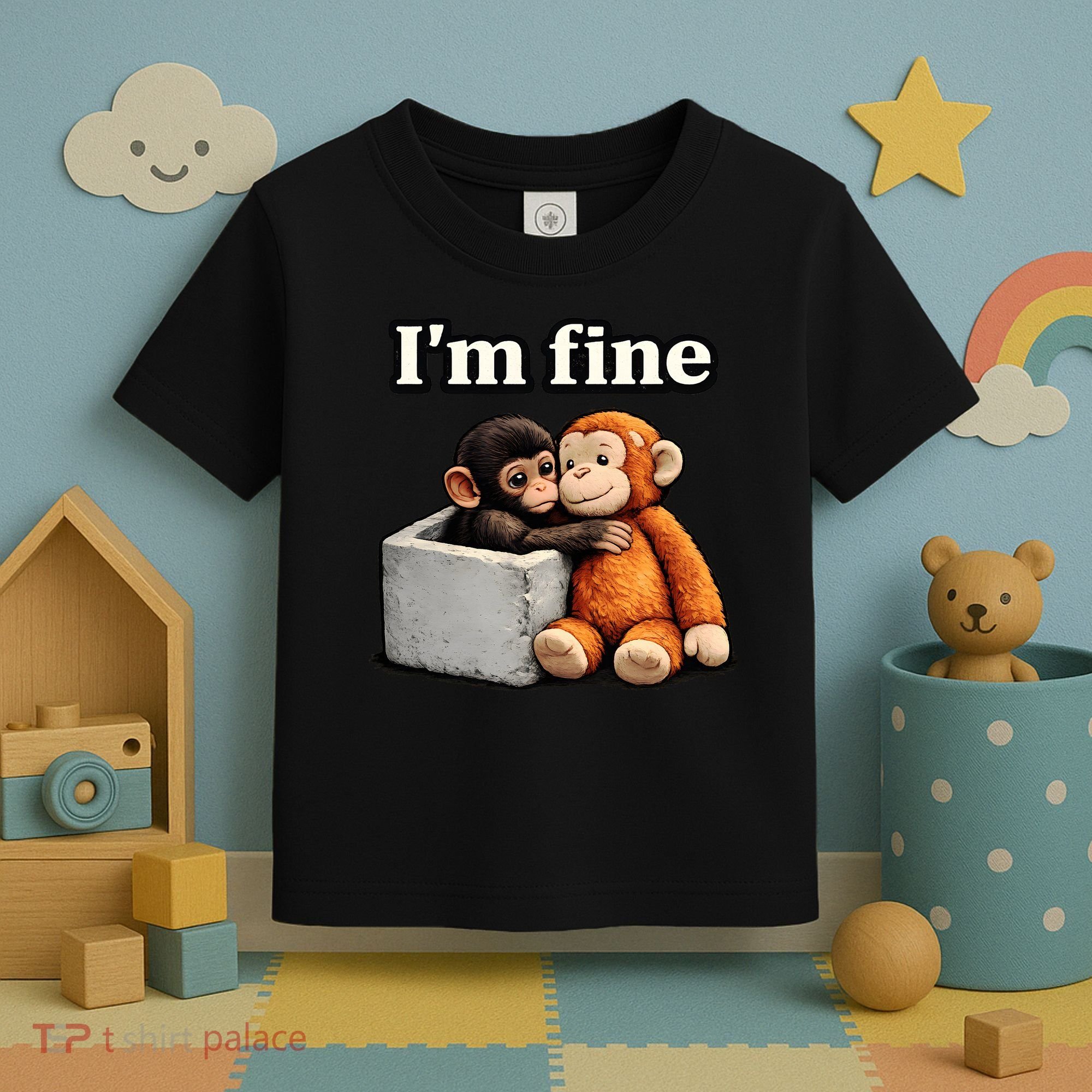 I'm Fine Monkey Punch Funny Toddler T-Shirt