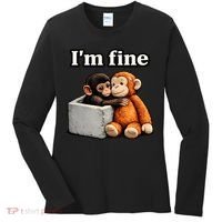I'm Fine Monkey Punch Funny Women's Long Sleeve Shirt thumb 0