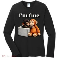 I'm Fine Monkey Punch Funny Women's Long Sleeve Shirt thumb 0