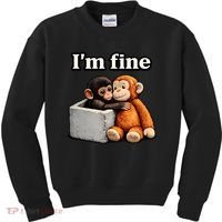 I'm Fine Monkey Punch Funny Kids Sweatshirt thumb 0