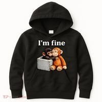 I'm Fine Monkey Punch Funny Kids Hoodie thumb 0