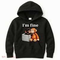 I'm Fine Monkey Punch Funny Kids Hoodie thumb 0