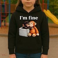I'm Fine Monkey Punch Funny Kids Hoodie thumb 3