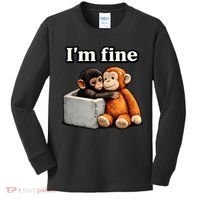 I'm Fine Monkey Punch Funny Kids Long Sleeve Shirt thumb 0