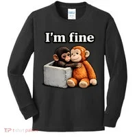 I'm Fine Monkey Punch Funny Kids Long Sleeve Shirt thumb 0