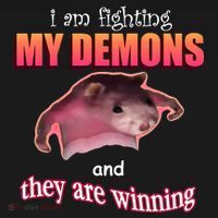 Im Fighting My Demons And They Are Winning Rat Word Art Meme Women's Hoodie thumb 2