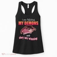 Im Fighting My Demons And They Are Winning Rat Word Art Meme Women's Tank Top thumb 0