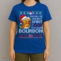 IM Full Of Holiday Spirit Bourbon Ugly Xmas Pajamas Gift T-Shirt thumb 4