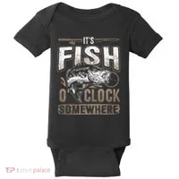 Its Fish Oclock SomewhereFunny Fishing Baby Bodysuit thumb 0