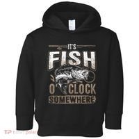 Its Fish Oclock SomewhereFunny Fishing Toddler Hoodie thumb 0