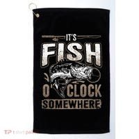 Its Fish Oclock SomewhereFunny Fishing Golf Towel thumb 0