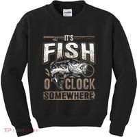 Its Fish Oclock SomewhereFunny Fishing Kids Sweatshirt thumb 0