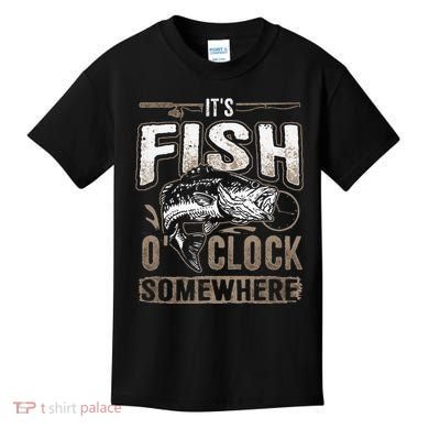 Its Fish Oclock SomewhereFunny Fishing Kids T-Shirt