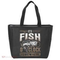 Its Fish Oclock SomewhereFunny Fishing Tote Bag thumb 0