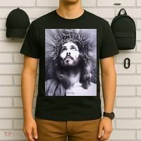 Image Face Of Jesus On A Cross With Crown Of Thorns T-Shirt thumb 6