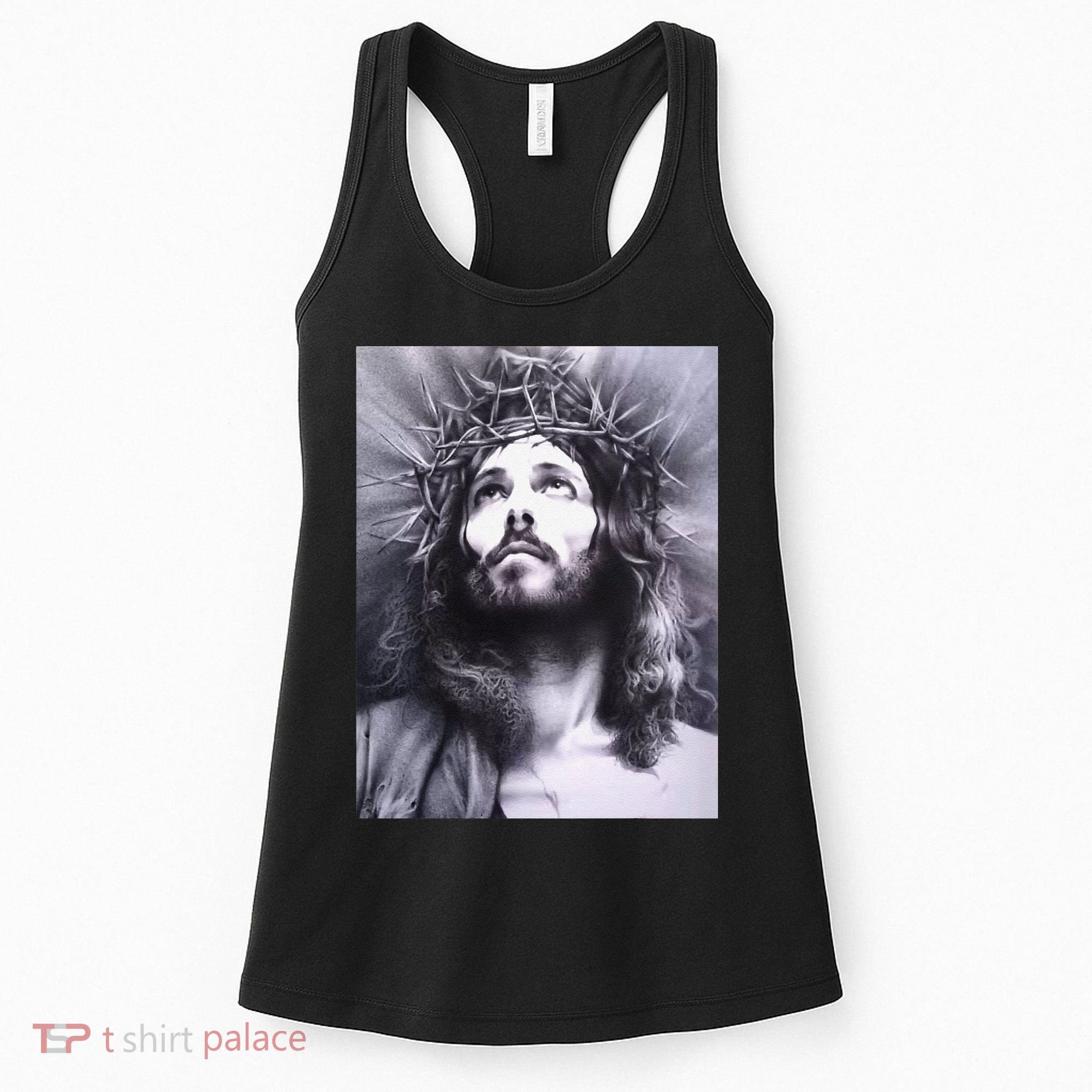 Image Face Of Jesus On A Cross With Crown Of Thorns Women's Tank Top
