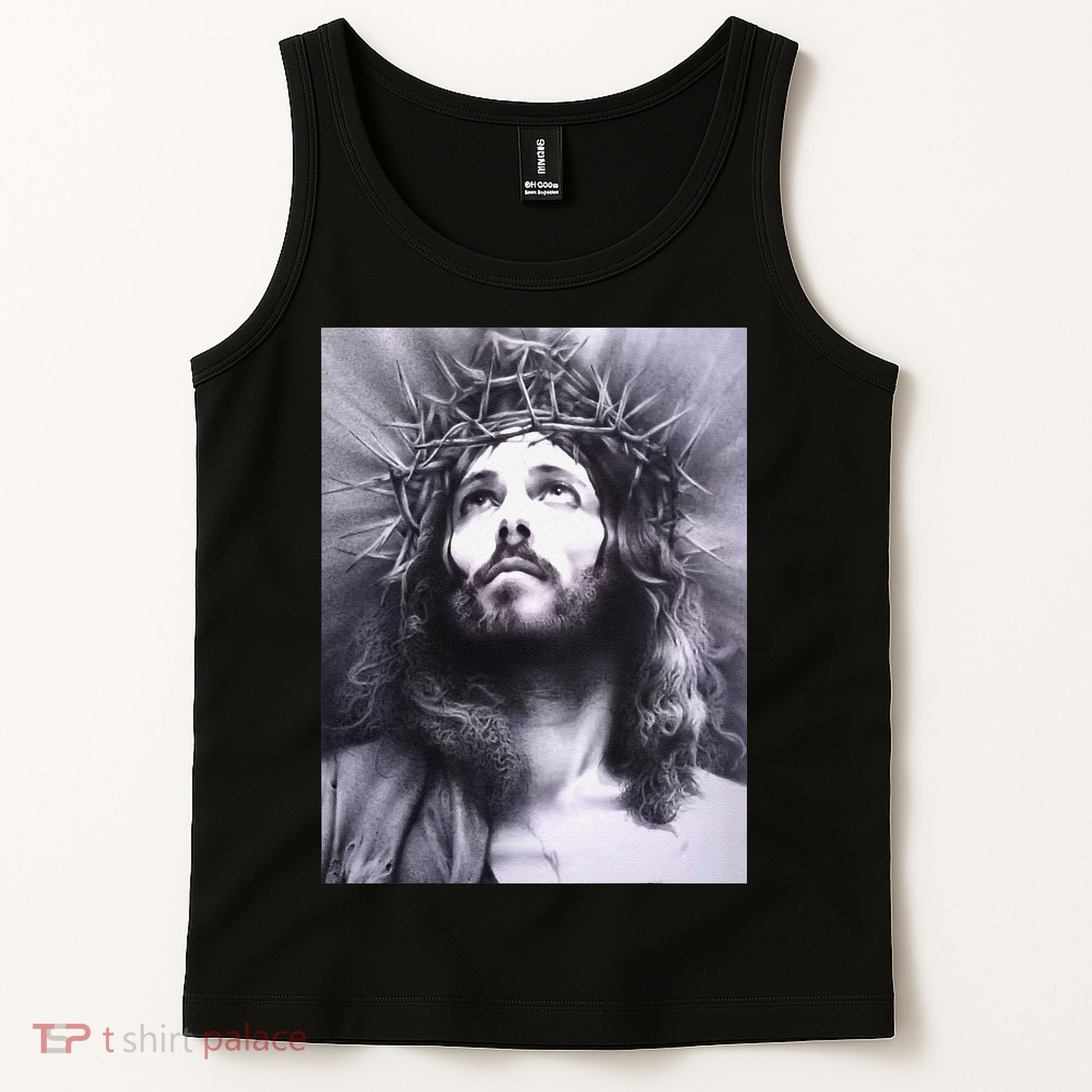 Image Face Of Jesus On A Cross With Crown Of Thorns Tank Top