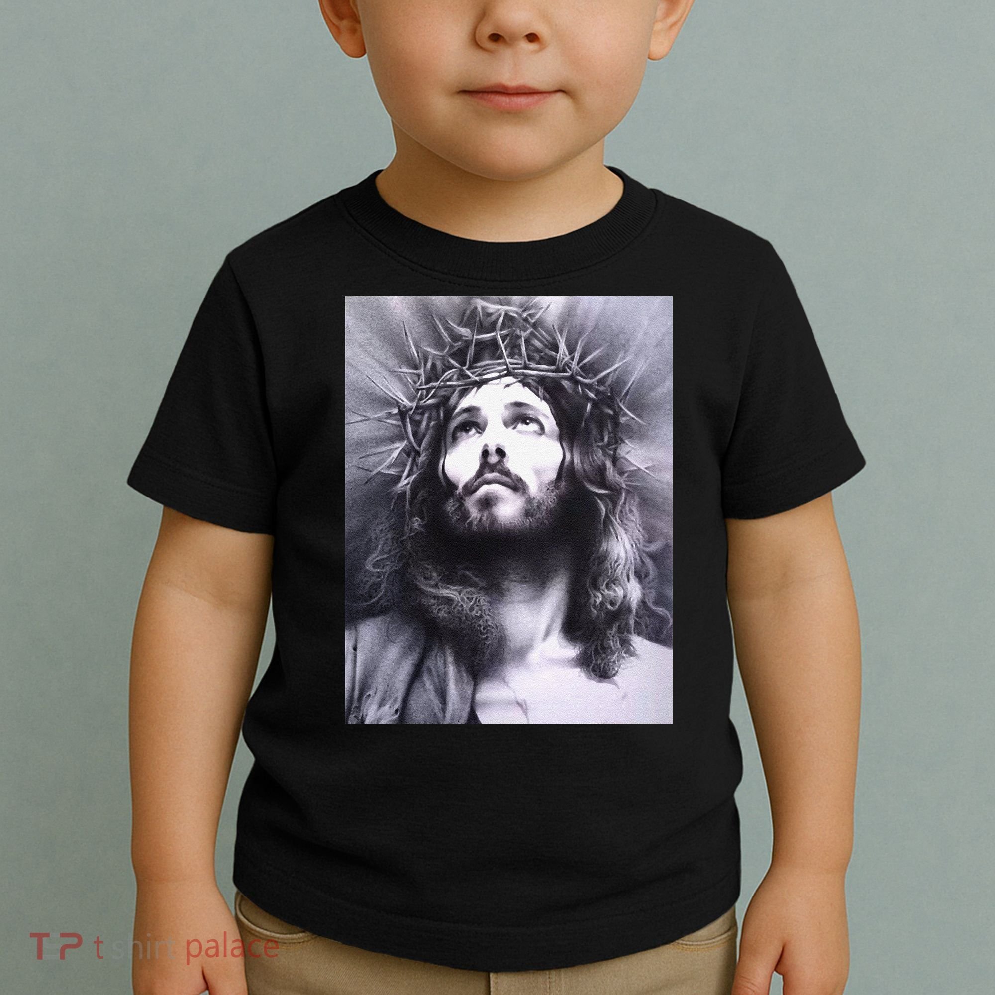 Image Face Of Jesus On A Cross With Crown Of Thorns Toddler T-Shirt